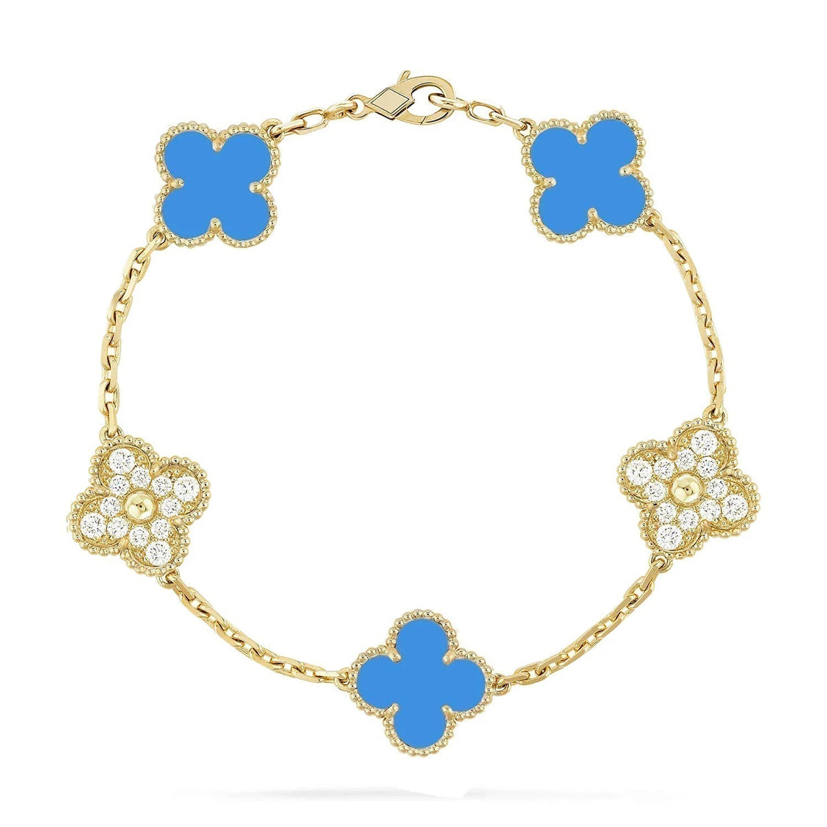 [Avelora Jewelry ] CLOVER 5 MOTIF BLUE AGATE BRACELET COLLECTION