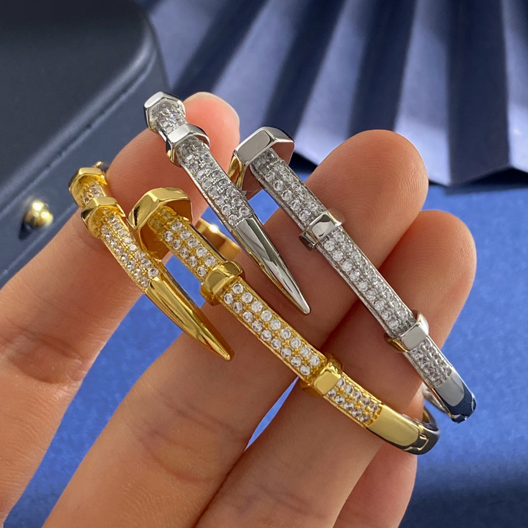 Avelora PAVÉ SCREW-ACCENT NAIL BANGLE detail view 5