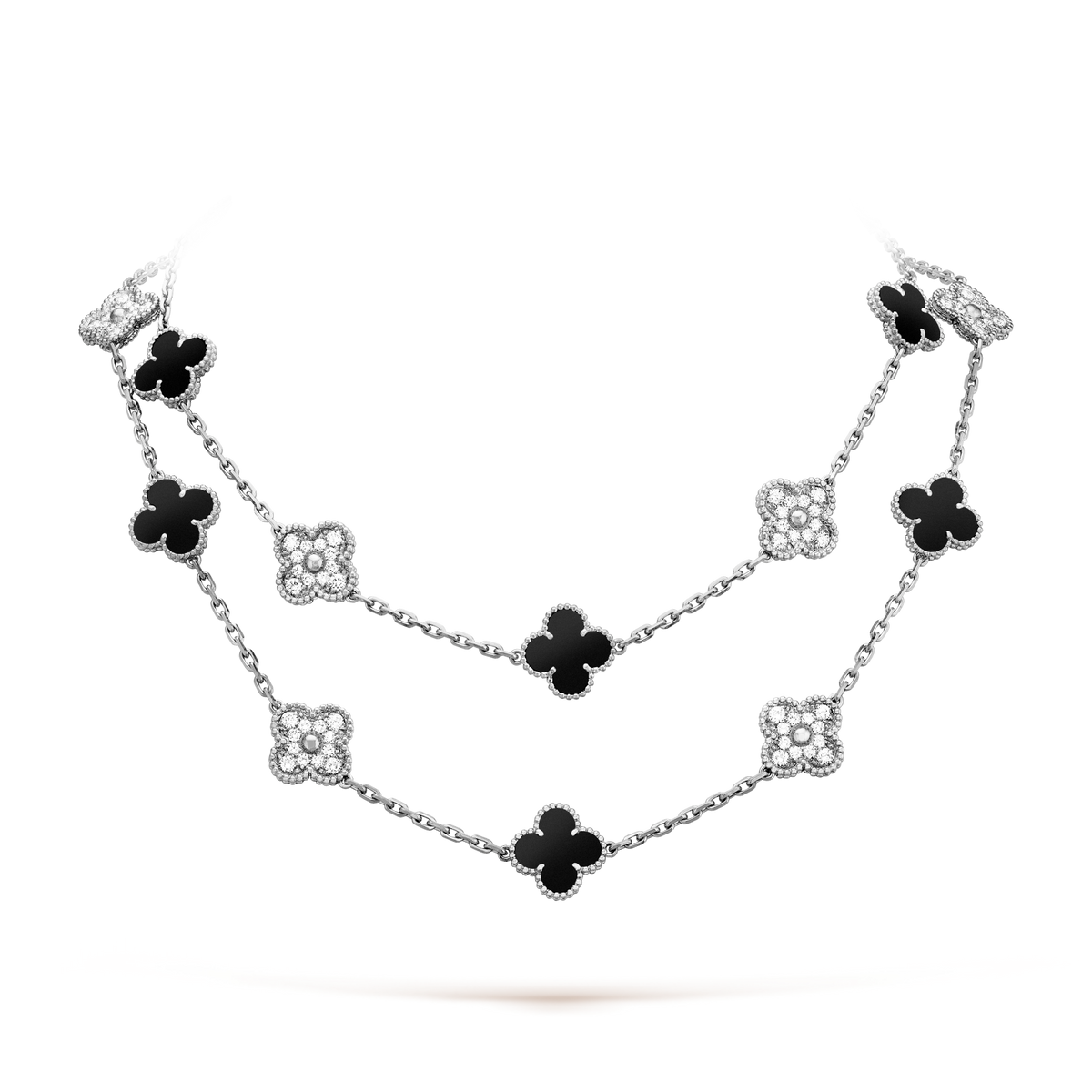 [Avelora Jewelry ]CLOVER 20 MOTIFS ONYX DIAMOND SILVER