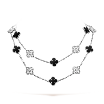 [Avelora Jewelry ]CLOVER 20 MOTIFS ONYX DIAMOND SILVER