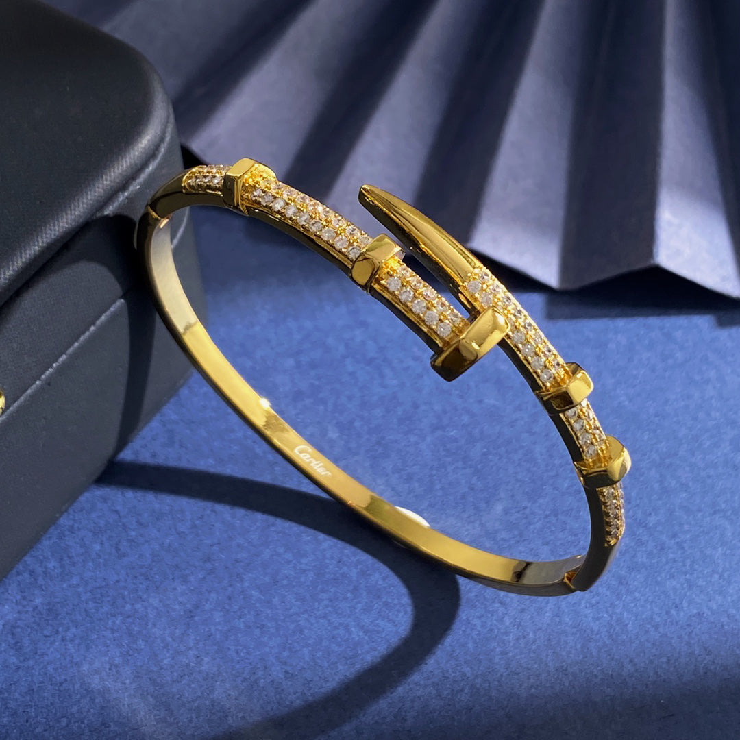 Avelora PAVÉ SCREW-ACCENT NAIL BANGLE detail view 7
