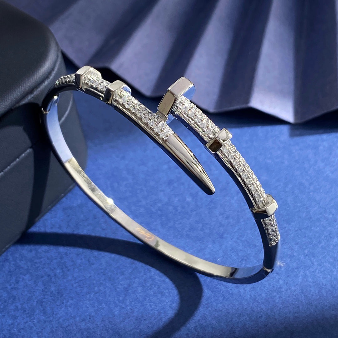 Avelora PAVÉ SCREW-ACCENT NAIL BANGLE detail view 2