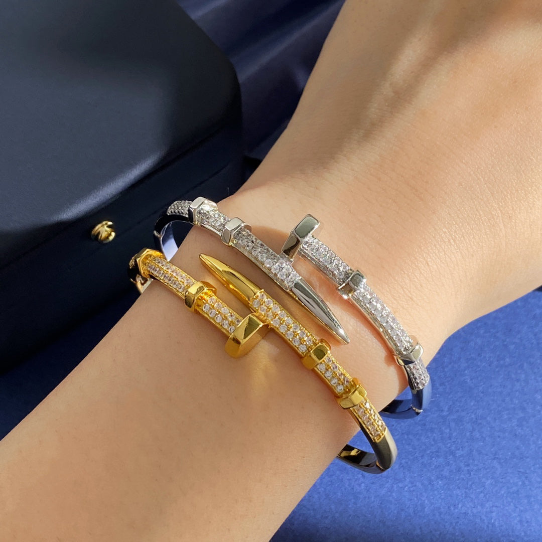 Avelora PAVÉ SCREW-ACCENT NAIL BANGLE detail view 3