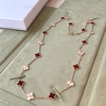 [Avelora Jewelry ]CLOVER 20 MOTIFS LASER CARNELIAN NECKLACE