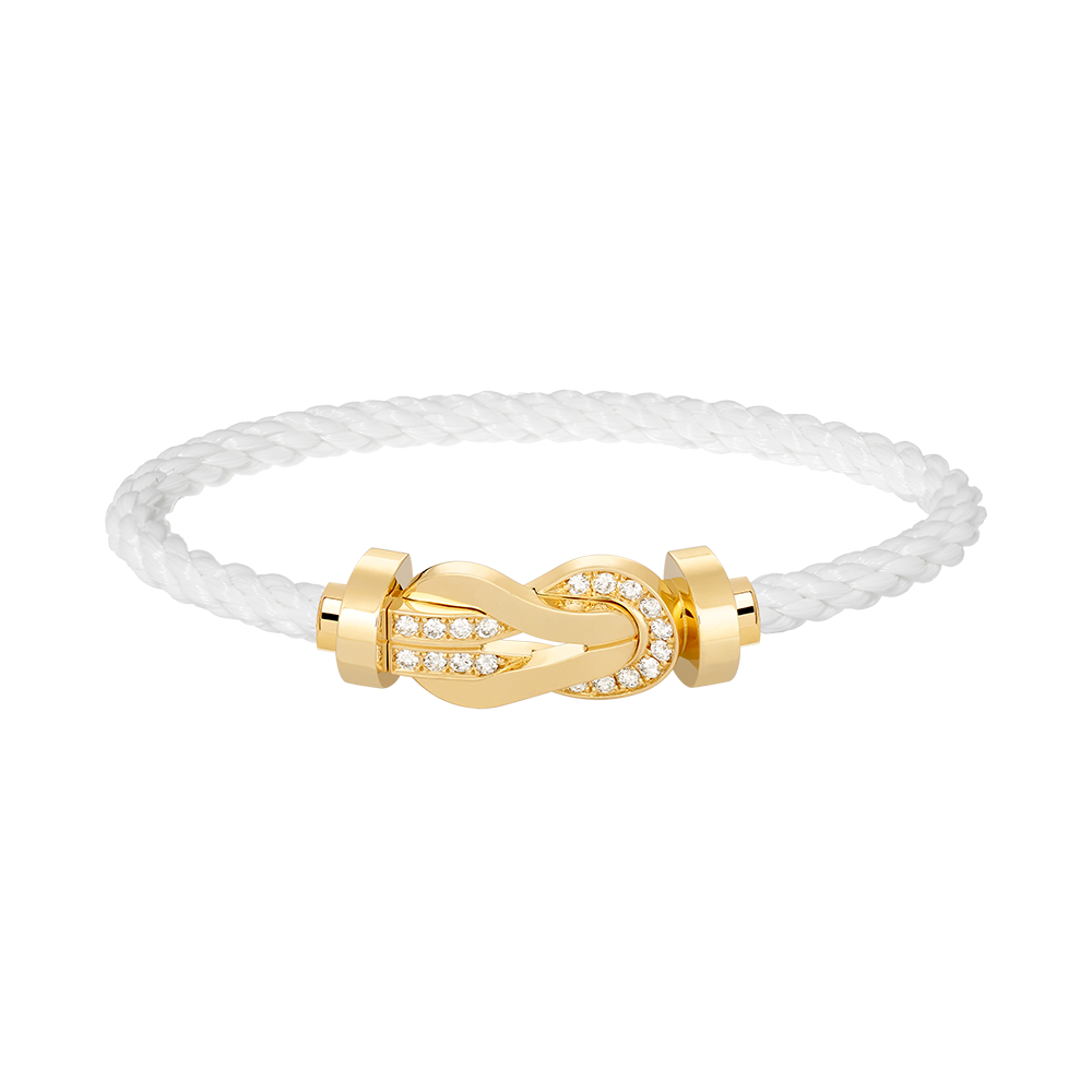 [Avelora Jewelry ]CHANCE LARGE 8 FIGURE BUCKLE HALF DIAMOND BRACELET GOLD