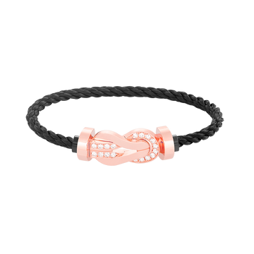 [Avelora Jewelry ]CHANCE LARGE 8 FIGURE BUCKLE HALF DIAMOND BRACELET ROSE GOLD