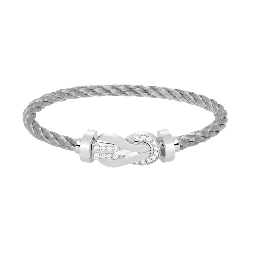 [Avelora]LARGE 8-FIGURE BUCKLE HALF DIAMOND BRACELET - WHITE GOLD