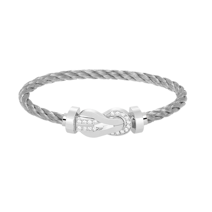 [Avelora]LARGE 8-FIGURE BUCKLE HALF DIAMOND BRACELET - WHITE GOLD