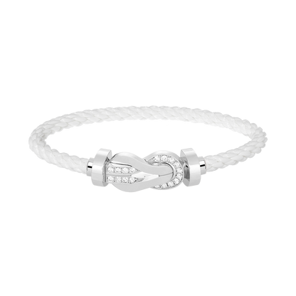 [Avelora]LARGE 8-FIGURE BUCKLE HALF DIAMOND BRACELET - WHITE GOLD