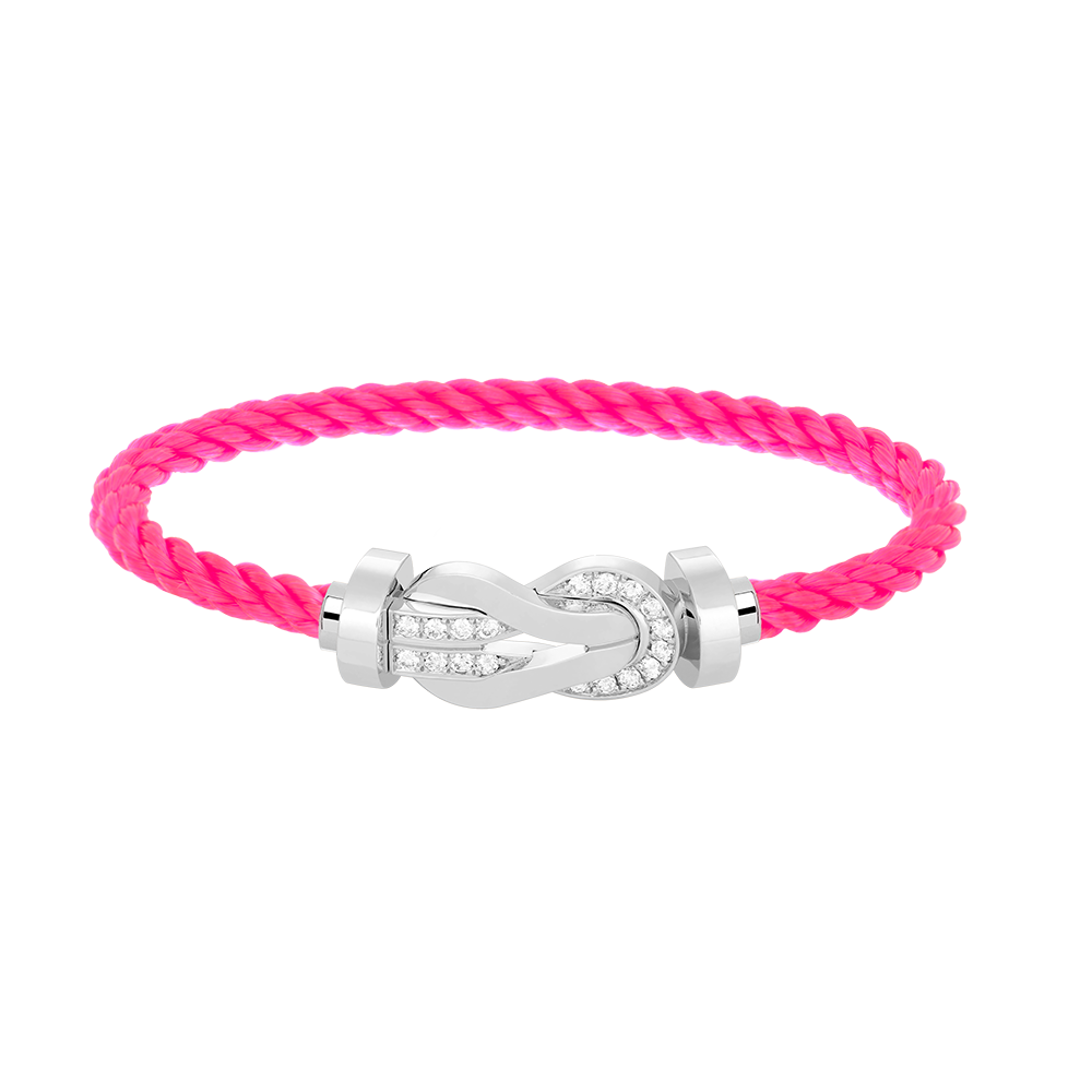 [Avelora]LARGE 8-FIGURE BUCKLE HALF DIAMOND BRACELET - WHITE GOLD