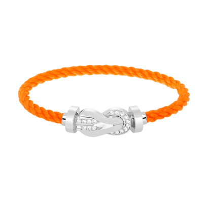 [Avelora]LARGE 8-FIGURE BUCKLE HALF DIAMOND BRACELET - WHITE GOLD