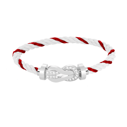 [Avelora]LARGE 8-FIGURE BUCKLE HALF DIAMOND BRACELET - WHITE GOLD