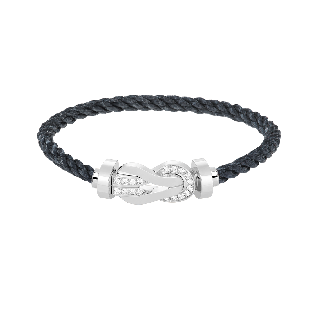[Avelora]LARGE 8-FIGURE BUCKLE HALF DIAMOND BRACELET - WHITE GOLD