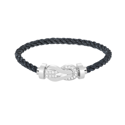 [Avelora]LARGE 8-FIGURE BUCKLE HALF DIAMOND BRACELET - WHITE GOLD