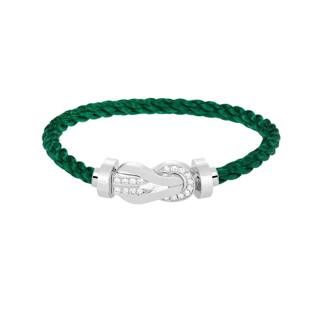[Avelora]LARGE 8-FIGURE BUCKLE HALF DIAMOND BRACELET - WHITE GOLD