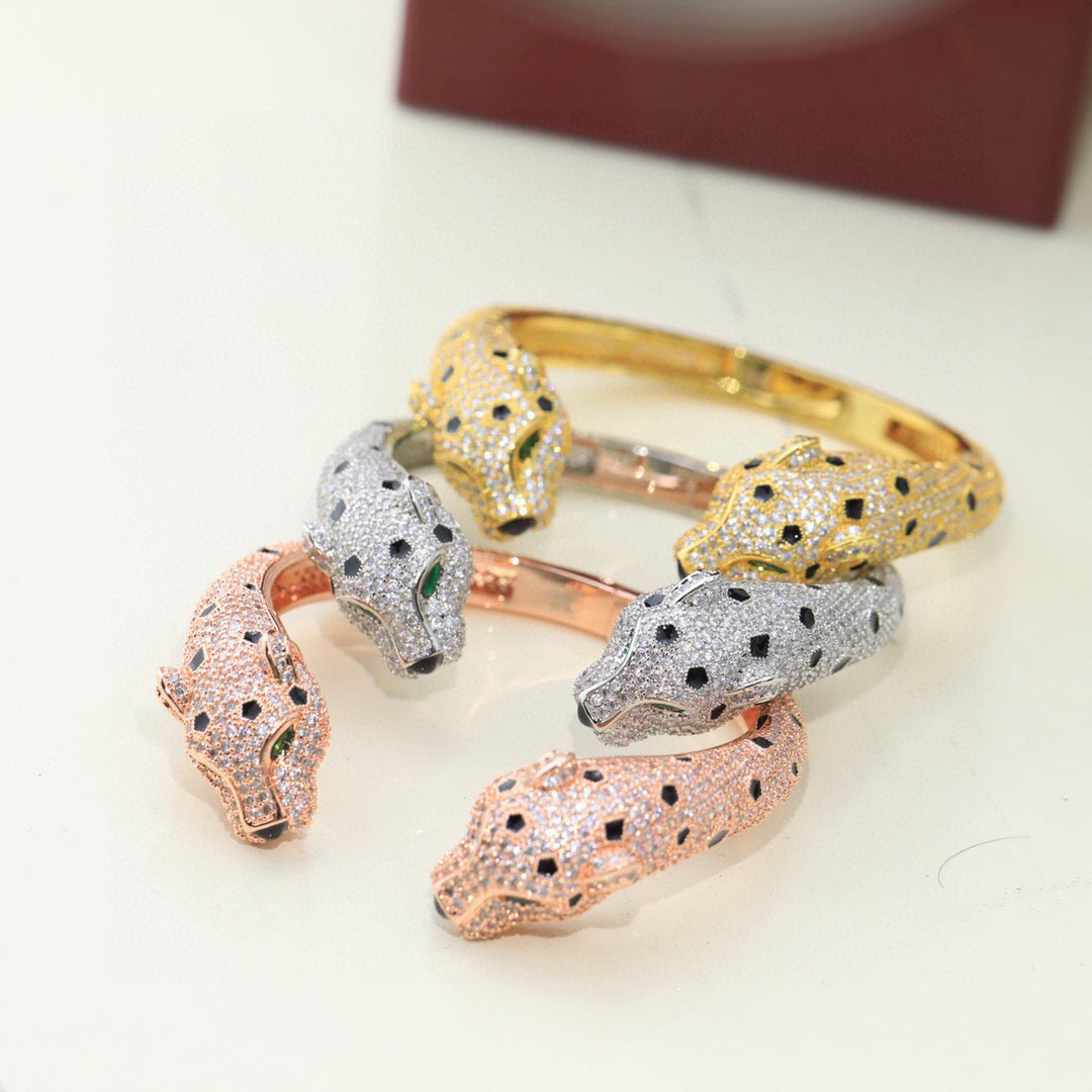 Avelora DOUBLE PANTHER FULL-PAVÉ OPEN BANGLE product view 2