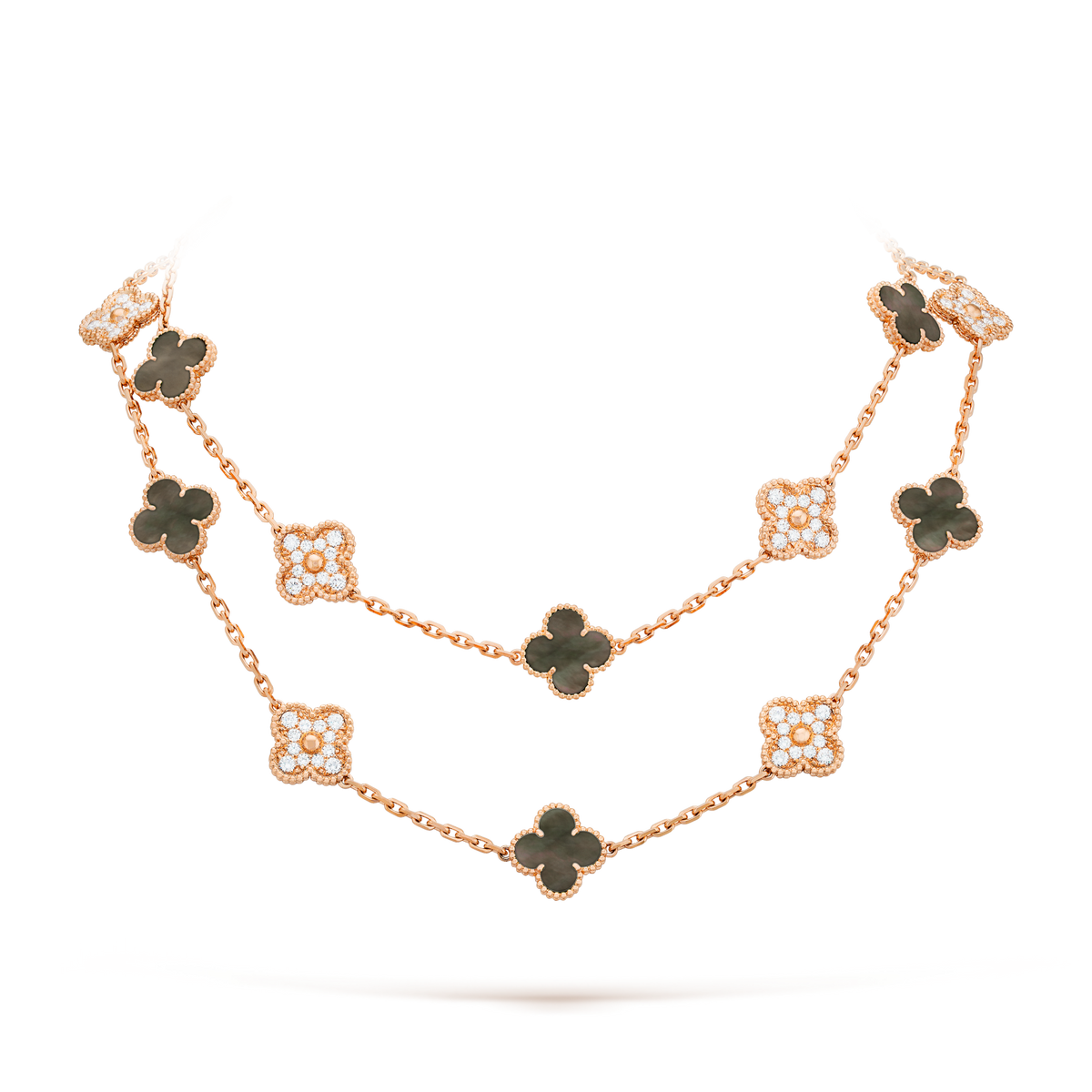 [Avelora Jewelry ]CLOVER 20 MOTIFS DARK MOP DIAMOND  NECKLACE