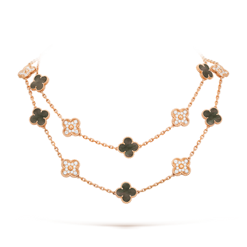 [Avelora Jewelry ]CLOVER 20 MOTIFS DARK MOP DIAMOND  NECKLACE