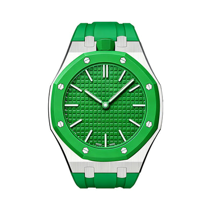[Avelora]OAK POP GREEN STEEL SILICONE STRAP
