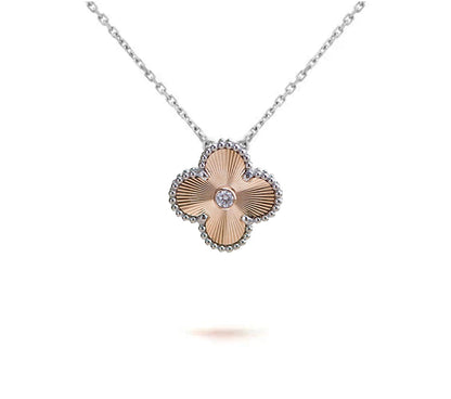 [Avelora]15MM CLOVER FLOWER PENDANT NECKLACE WHITE GOLD COLLECTION