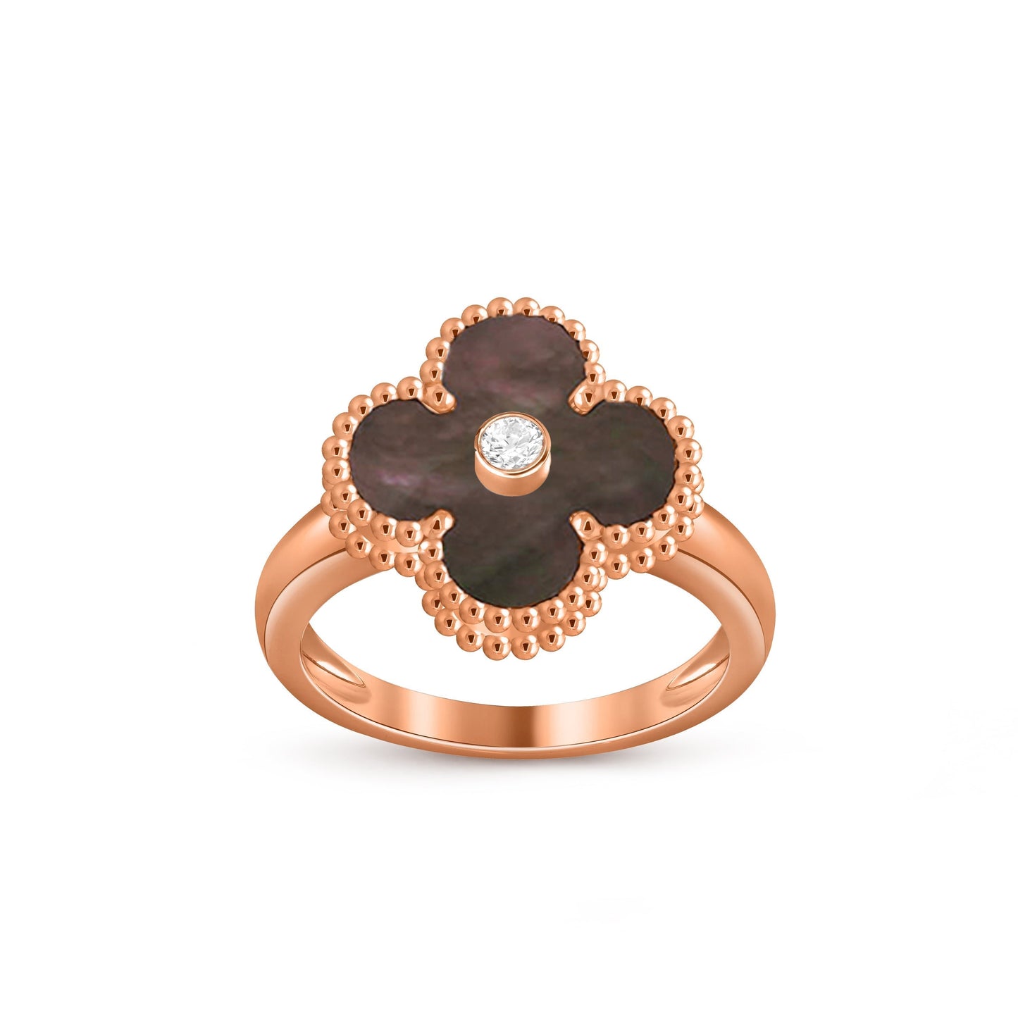 [Avelora]LUCKY CLOVER DIAMOND-ACCENT ROSE GOLD RING COLLECTION