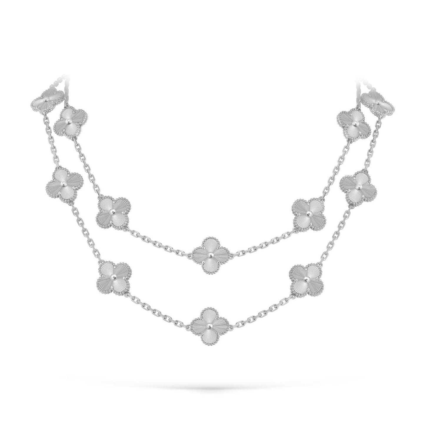 [Avelora]CLASSIC 20-MOTIF LUCKY CLOVER LONG NECKLACE WHITE GOLD COLLECTION