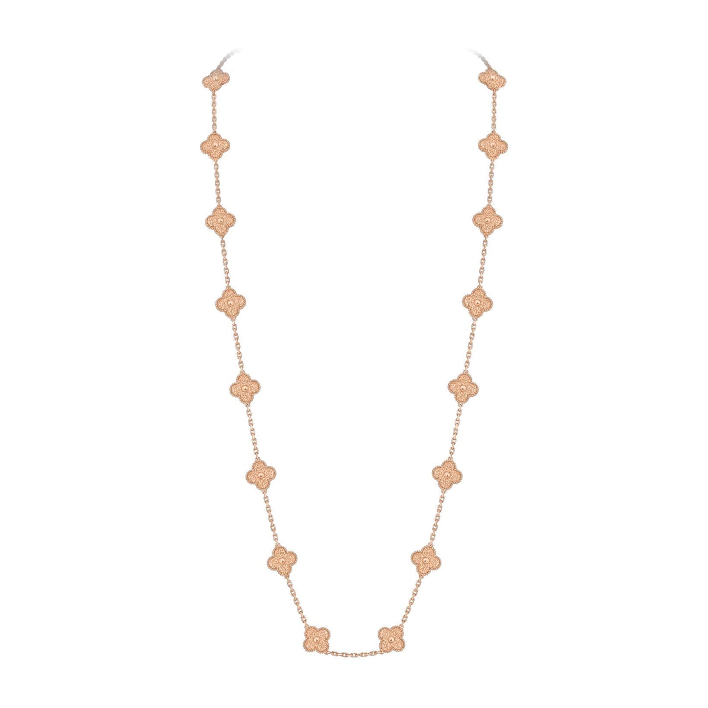 [Avelora]CLASSIC 20-MOTIF LUCKY CLOVER LONG NECKLACE ROSE GOLD COLLECTION