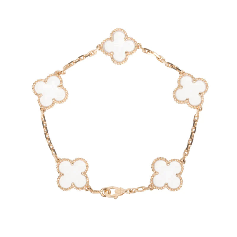 [Avelora Jewelry ]CLOVER 5 MOTIF ROCK CRYSTAL BRACELET