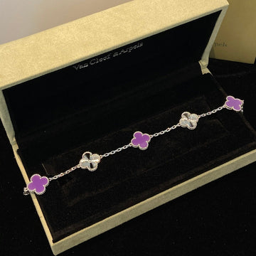 [Avelora Jewelry ]CLOVER  5 MOTIFS  PURPLE VIOLET BRACELET SILVER