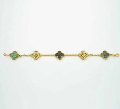 [Avelora]LUCKY CLOVER 5-MOTIF BRACELET - GREY MOTHER-OF-PEARL COLLECTION