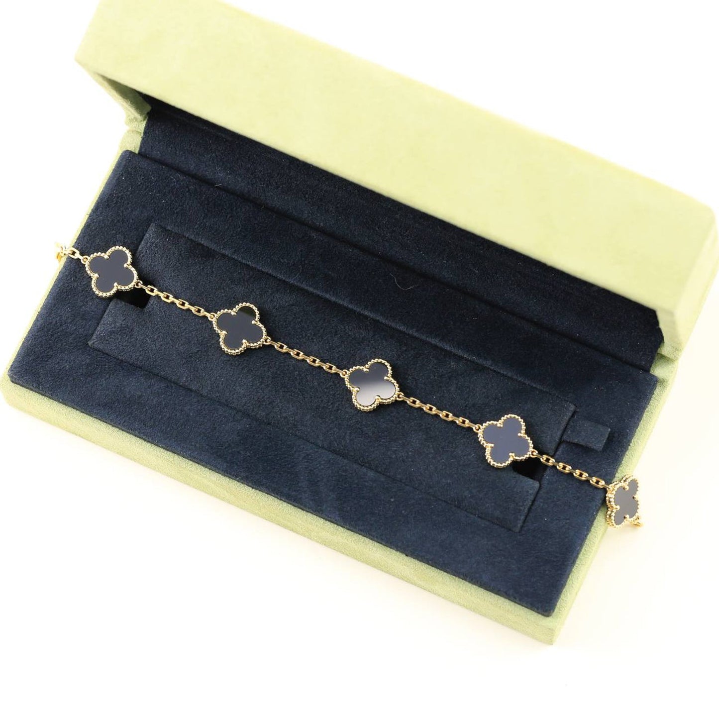 [Avelora]LUCKY CLOVER 5-MOTIF BRACELET - BLACK OXNY COLLECTION