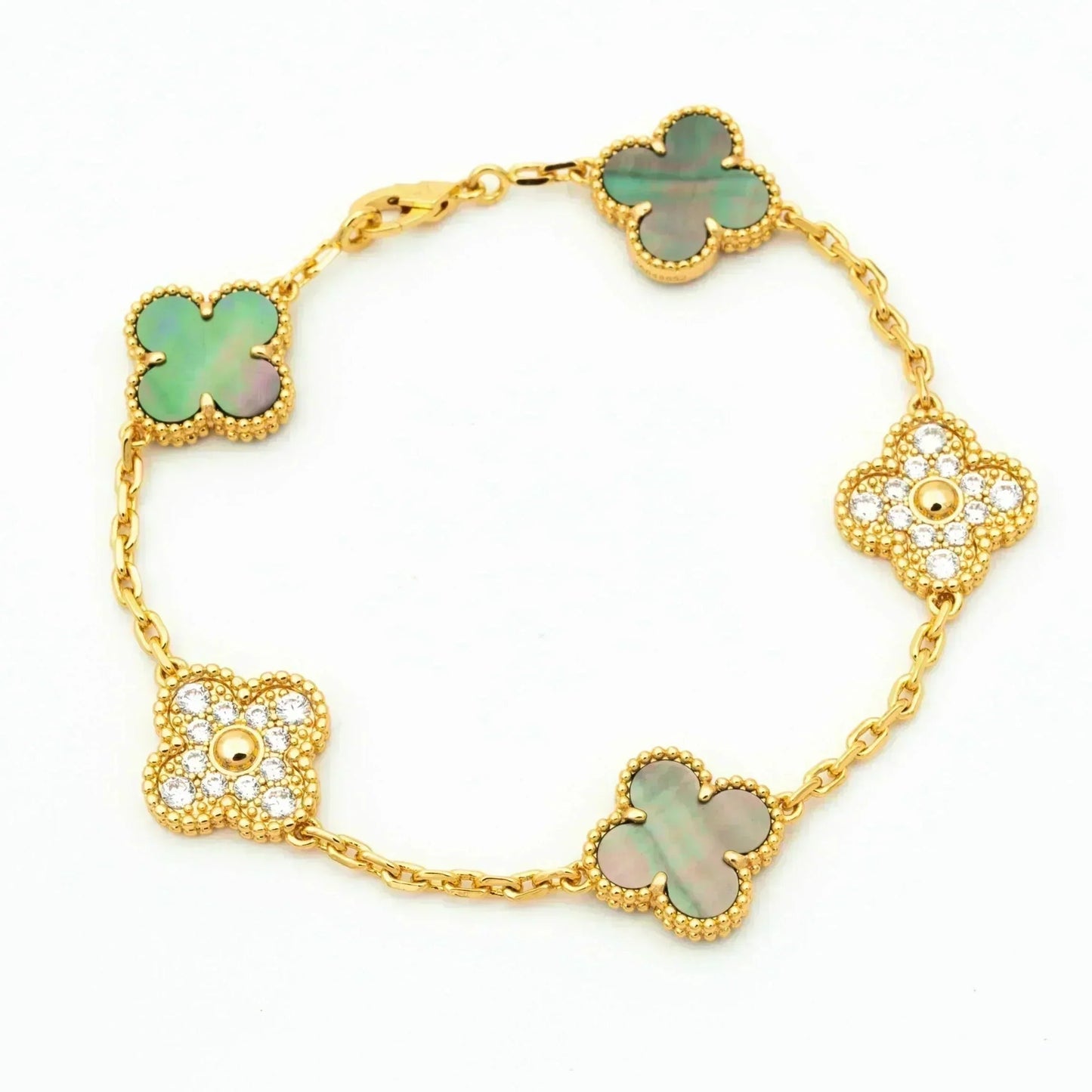 [Avelora]LUCKY CLOVER 5-MOTIF BRACELET - GREY MOTHER-OF-PEARL COLLECTION