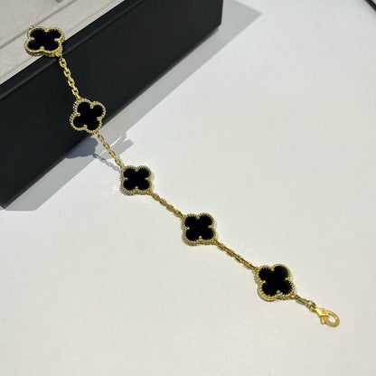 [Avelora]LUCKY CLOVER 5-MOTIF BRACELET - BLACK OXNY COLLECTION