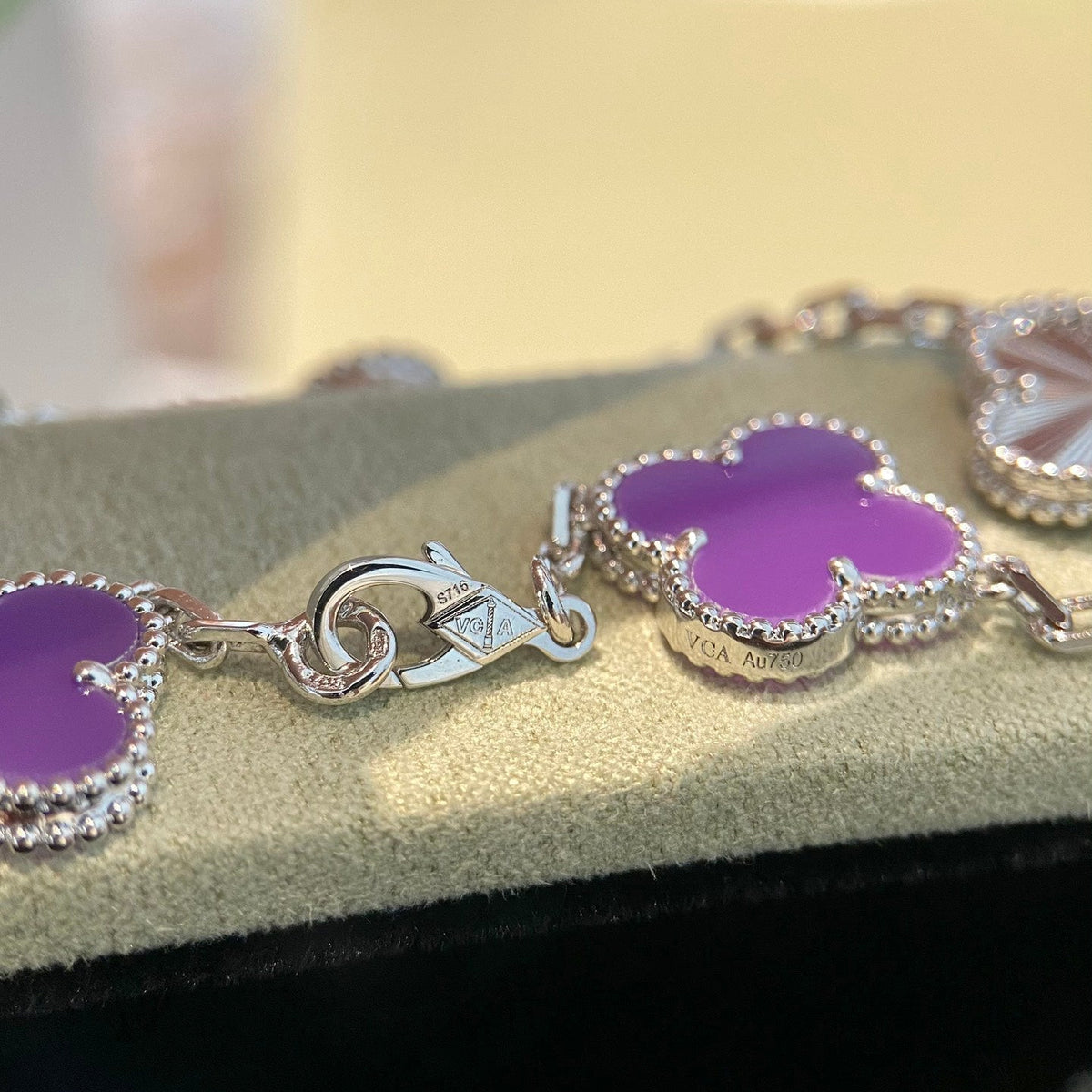 [Avelora Jewelry ]CLOVER  5 MOTIFS  PURPLE VIOLET BRACELET SILVER