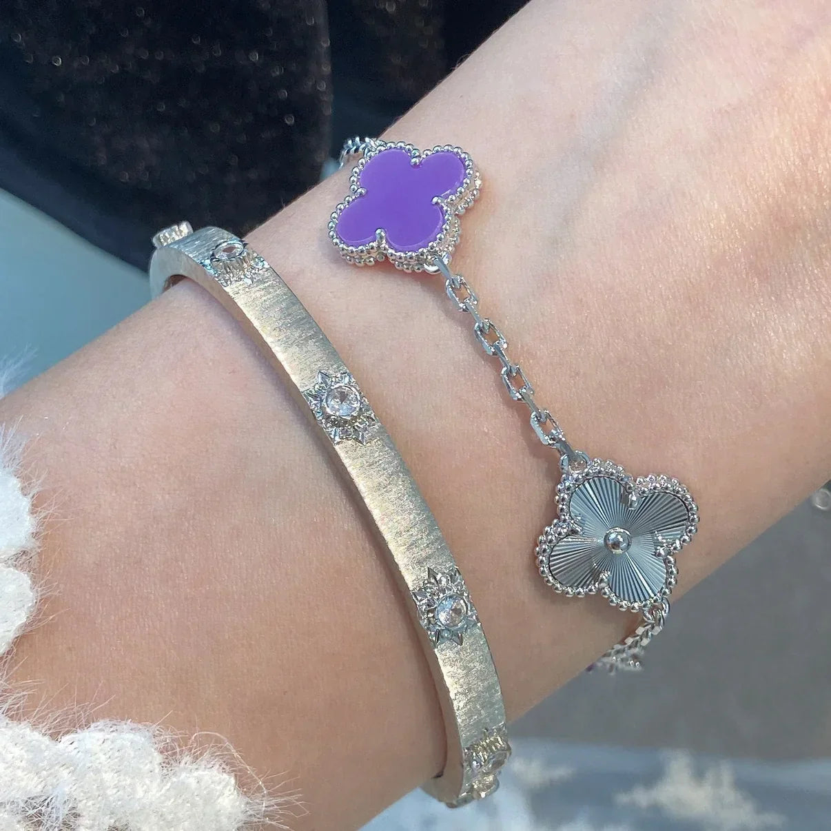 [Avelora]LUCKY CLOVER 5-MOTIF BRACELET - VIOLET COLLECTION