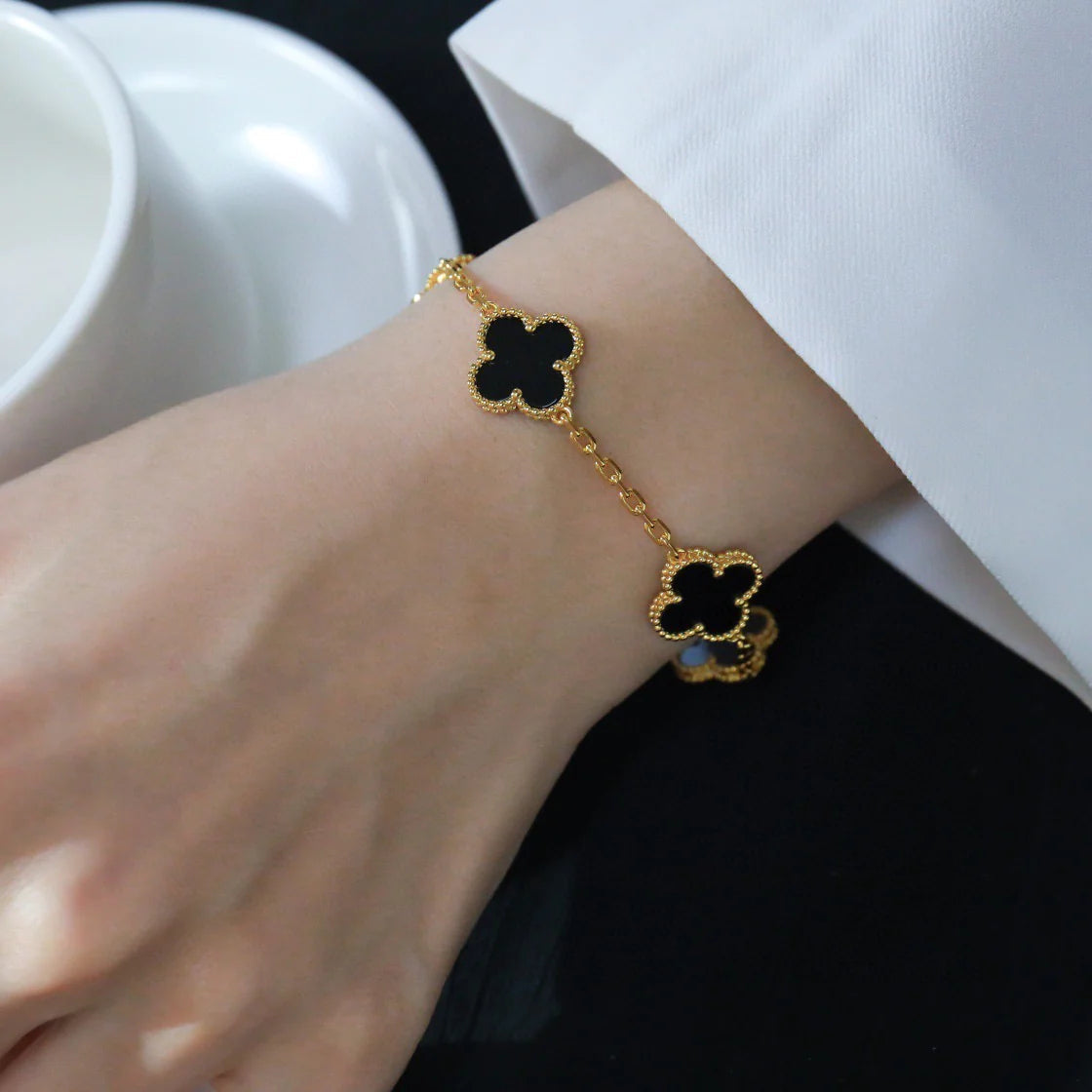 [Avelora Jewelry ] CLOVER 5 MOTIF ONYXS BRACELET COLLECTION
