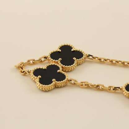 [Avelora]LUCKY CLOVER 5-MOTIF BRACELET - BLACK OXNY COLLECTION