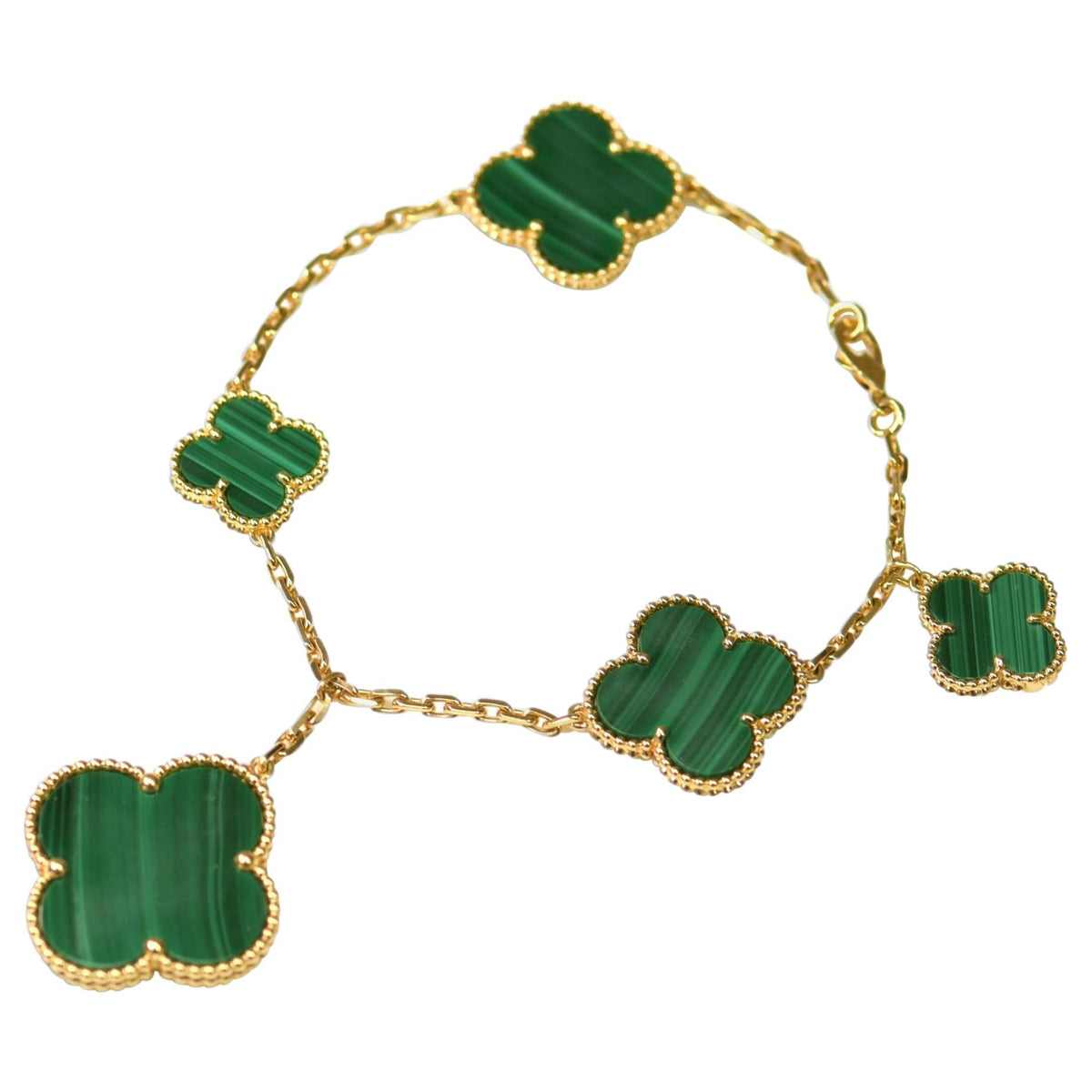 [Avelora Jewelry ]MAGIC CLOVER MALACHITE GOLD BRACELET 5 MOTIFS