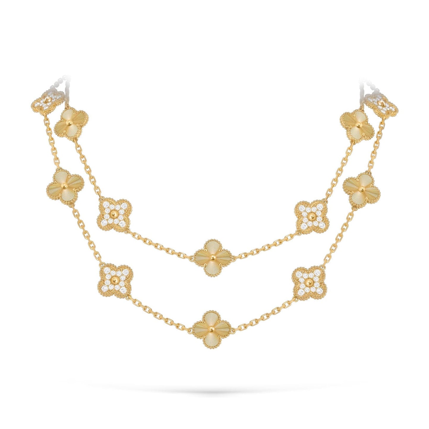 [Avelora]CLASSIC 20-MOTIF LUCKY CLOVER LONG NECKLACE GOLD COLLECTION
