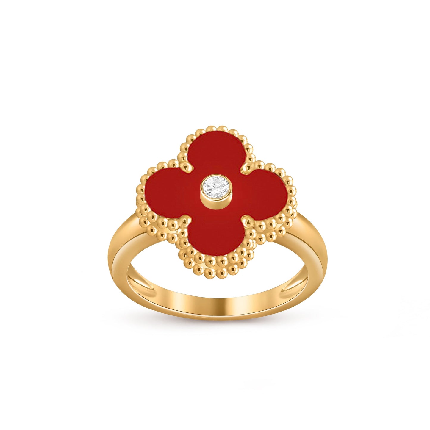 [Avelora]LUCKY CLOVER DIAMOND-ACCENT GOLD RING COLLECTION