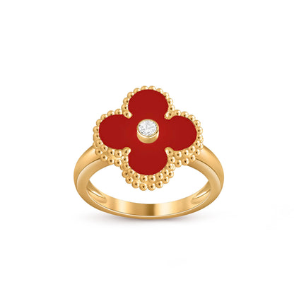 [Avelora]LUCKY CLOVER DIAMOND-ACCENT GOLD RING COLLECTION
