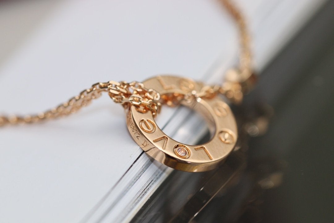 [Avelora Jewelry ]LOVE NECKLACE ADJUSTABLE ROSE GOLD 2 DIAMOND