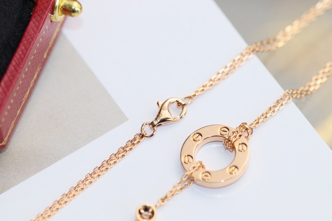 [Avelora Jewelry ]LOVE NECKLACE ADJUSTABLE ROSE GOLD 2 DIAMOND