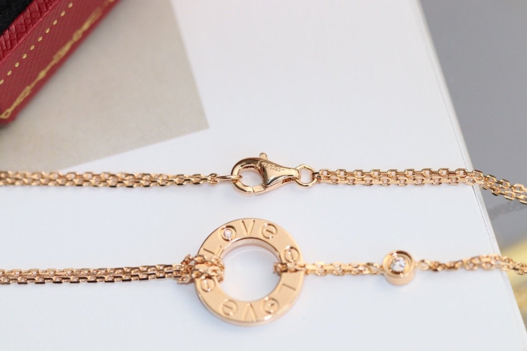 [Avelora Jewelry ]LOVE NECKLACE ADJUSTABLE ROSE GOLD 2 DIAMOND