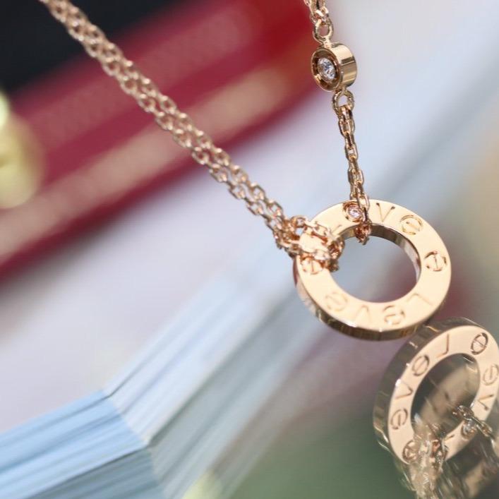 [Avelora Jewelry ]LOVE NECKLACE ADJUSTABLE ROSE GOLD 2 DIAMOND