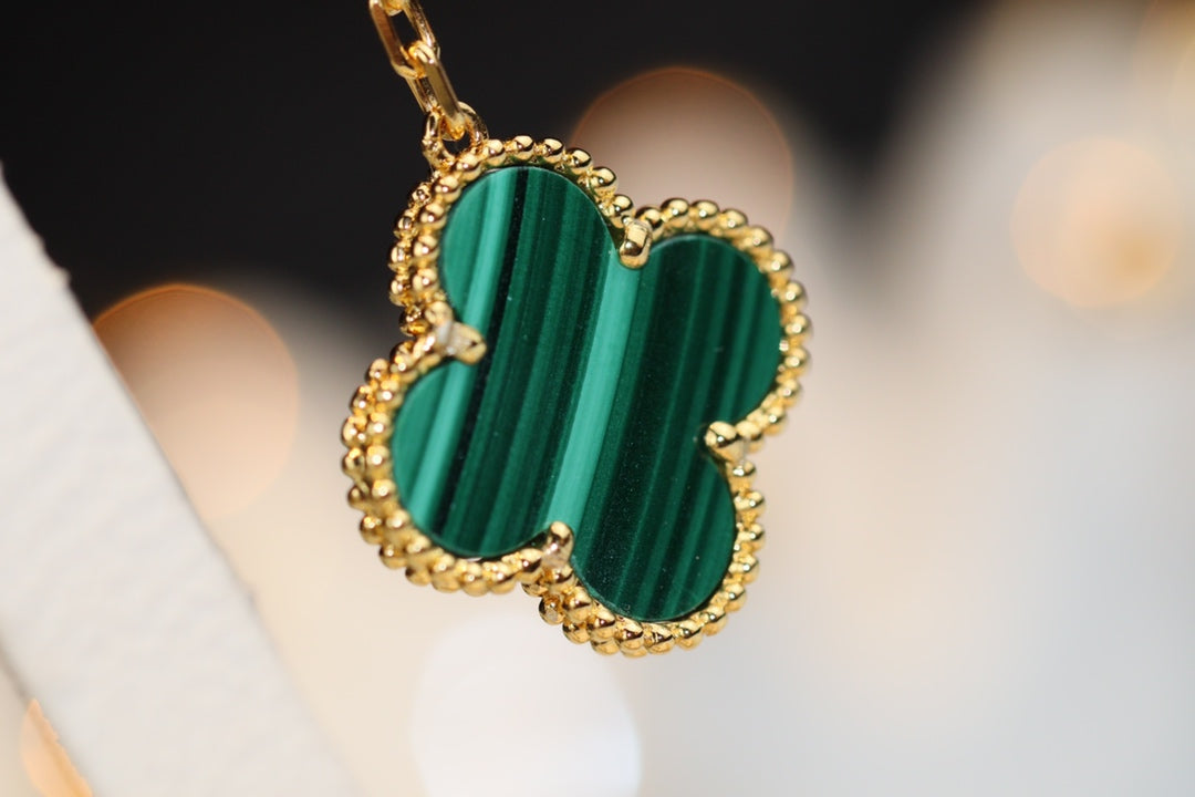 [Avelora Jewelry ]CLOVER EARRINGS GOLD MALACHITE DIAMOND 3 MOTIF