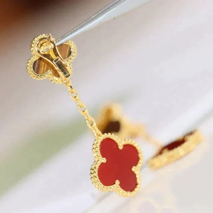 [Avelora Jewelry ]CLOVER  2 MOTIF  TIGER EYE CARNELIAN EARRINGS