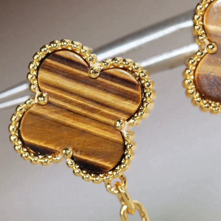 [Avelora Jewelry ]CLOVER  2 MOTIF  TIGER EYE CARNELIAN EARRINGS
