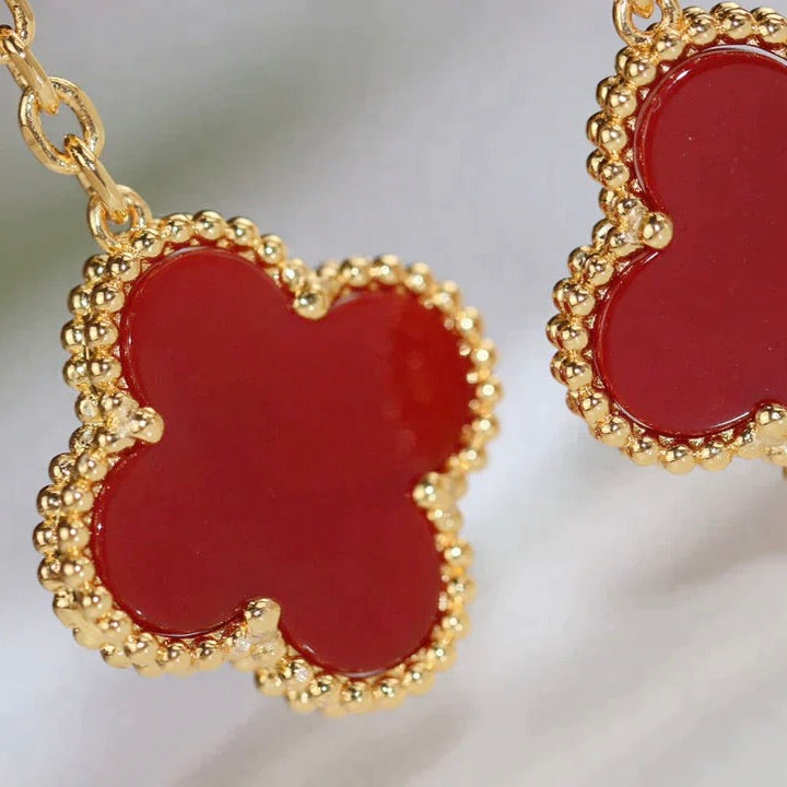 [Avelora Jewelry ]CLOVER  2 MOTIF  TIGER EYE CARNELIAN EARRINGS