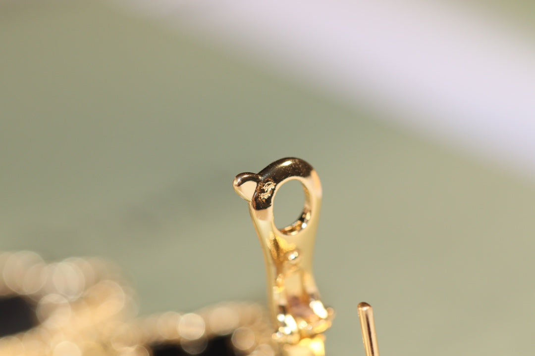 [Avelora Jewelry ]CLOVER EARRINGS GOLD ONYX MOP 3 MOTIF